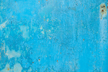 Fototapeta na wymiar Painted in blue metal rusted background.