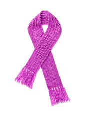 Pink warm scarf on a white background