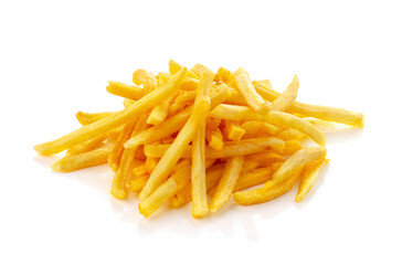 pile of french fries on a white background