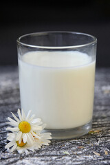 delicious milk and chamomile flower