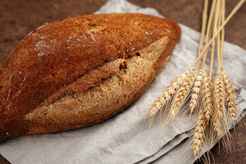 Fresh baked loaf of Jerusalem artichoke sunchoke wheat rye bread