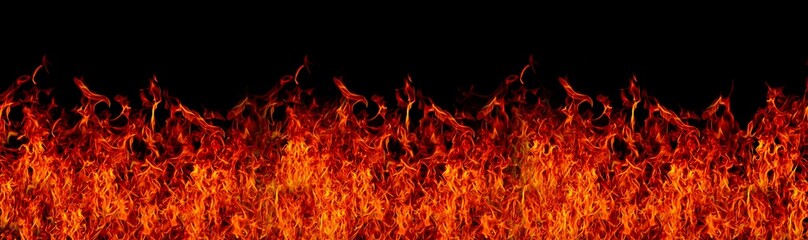 Violently burning orange flames on a black background.
