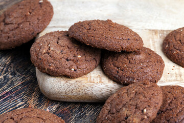 chocolate cookies on a wooden table