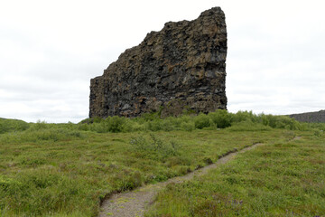 Felswand in der Asbyrgi-Schlucht nahe As - Island