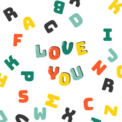 Multicolored letters. Greeting card. 