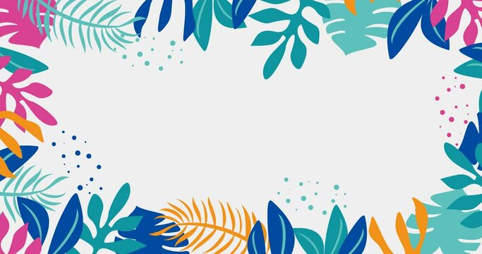 animated colorful leaves and flowers background