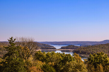 Looking out over Norfork Lake and the surrounding mountains in Mountain Home, Arkansas 