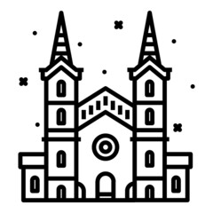 Fototapeta premium Medieval Town Hall Flat Icon Isolated On White Background