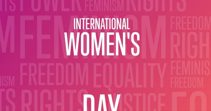 International Women's Day. March 8. Flat holiday animation. Motion graphic design.