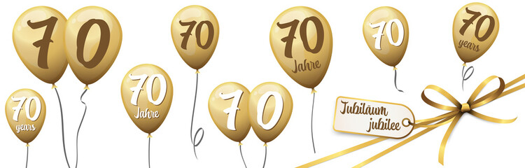 jubilee balloons 70 years - obrazy, fototapety, plakaty