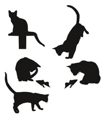 Set of cat silhouettes