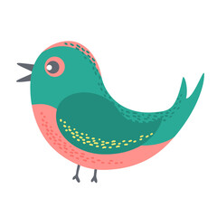 Hand drawn cute bird isolated on white background. Spring colorful vector doodle sketch illustration.