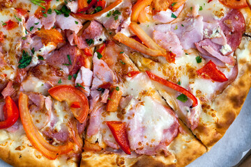 delicious pizza from different ingredients