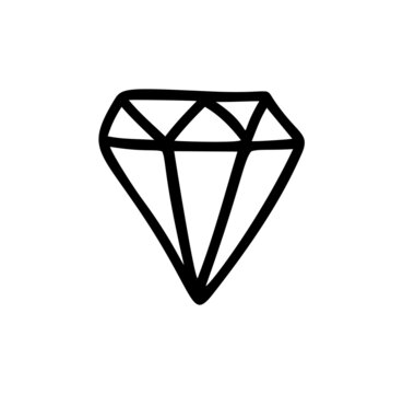 Doodle hand drawn monoline classic diamond vector logo. luxury jewelry symbol icon premium vintage emblem