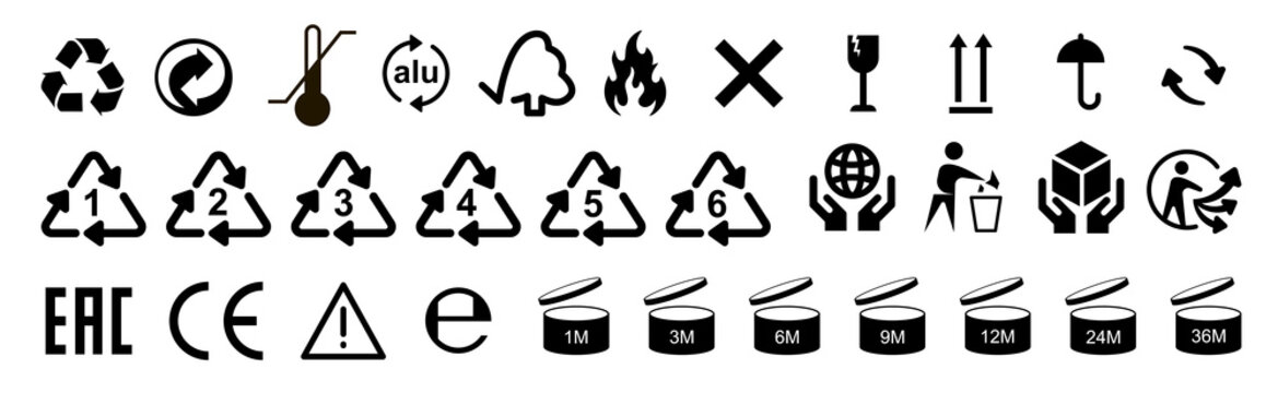 Set of icons for packaging. Vector elements