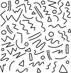 abstract Memphis black and white pattern shape doodle background 