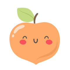 Happy peach kawaii. Vector illustration.