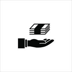 Pictograph of money in hand icon. hand holding money vector illustration on white background