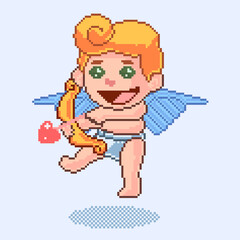 baby angel love pixel art style