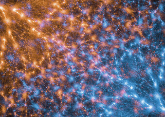 Sparks or neurons, glowing network abstract