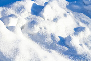snowdrift close-up, winter landscape, deep shadows from the sun