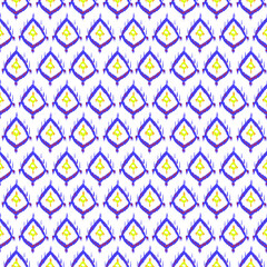 Seamless ethnic fabric pattern background, Ikat textile decoration textile ornament Asian traditional art design