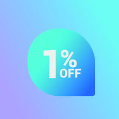 1% off Sale banner offer ad discount promotion vector banner. price discount offer. season sale promo sticker colorful background