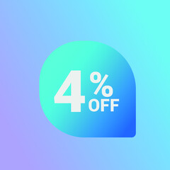 4% off Sale banner offer ad discount promotion vector banner. price discount offer. season sale promo sticker colorful background