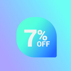 7% off Sale banner offer ad discount promotion vector banner. price discount offer. season sale promo sticker colorful background