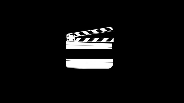 movie clapperboard, animation of flying icon from infinity, on isolated background with alpha channel