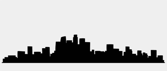 modern cityscape skyline outline doodle drawing on white background.