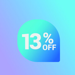 13% off Sale banner offer ad discount promotion vector banner. price discount offer. season sale promo sticker colorful background