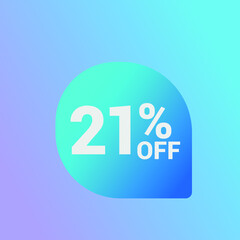 21% off Sale banner offer ad discount promotion vector banner. price discount offer. season sale promo sticker colorful background