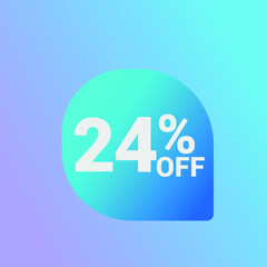 24% off Sale banner offer ad discount promotion vector banner. price discount offer. season sale promo sticker colorful background