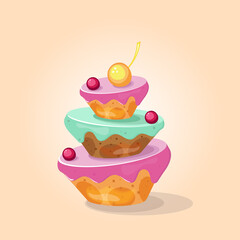 sweet birthday cake colorful pink yellow orange