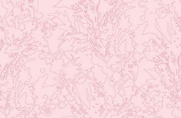 Floral seamless pattern with cotton blossom flowers, endless texture, ink sketch art. Vector illustration for wedding invitations, wallpaper, textile, wrapping paper