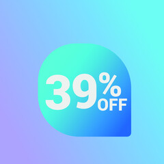 39% off Sale banner offer ad discount promotion vector banner. price discount offer. season sale promo sticker colorful background