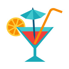 Illustration of cocktail. Summer image for holiday or vacation.
