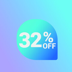 32% off Sale banner offer ad discount promotion vector banner. price discount offer. season sale promo sticker colorful background