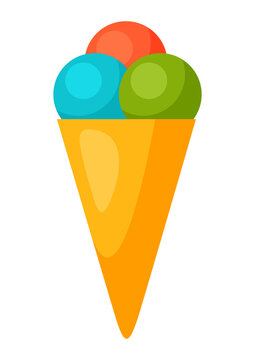 Illustration of ice cream cone. Summer image for holiday or vacation.