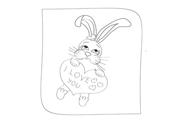 Rabbit in hand with heart overhead butterfly, designed for March 8, Valentine's, Christmas ․