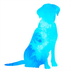 dog sitting watercolor silhouette ,on white background, vector