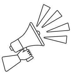 icon with megaphone with hand for concept design. doodle megaphone design. Business concept.