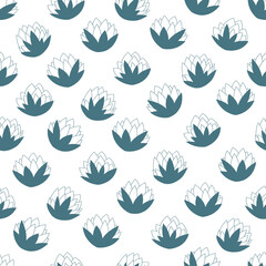 Seamless pattern with lotus flowers. clover seamless pattern. Simple botanic backround