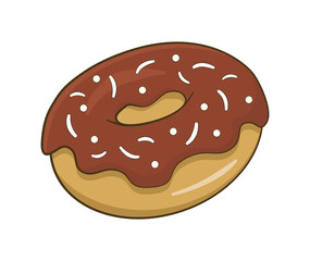 Chocolate donut. Cartoon. Vector illustration. Isolated on white background