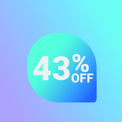 43% off Sale banner offer ad discount promotion vector banner. price discount offer. season sale promo sticker colorful background
