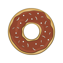 Chocolate donut. Cartoon. Vector illustration. Isolated on white background