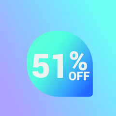 51% off Sale banner offer ad discount promotion vector banner. price discount offer. season sale promo sticker colorful background