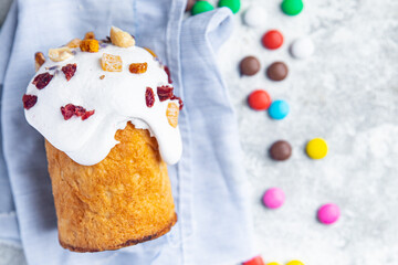 Easter holiday colorful candies Easter cake dragee homemade pastry sweet dessert holiday easter...