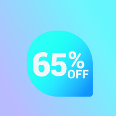 65% off Sale banner offer ad discount promotion vector banner. price discount offer. season sale promo sticker colorful background